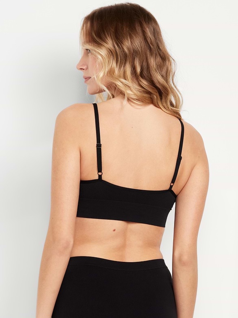 Old Navy Black Ribbed Bralette wireless Sports Bra Large - Picture 4 of 10